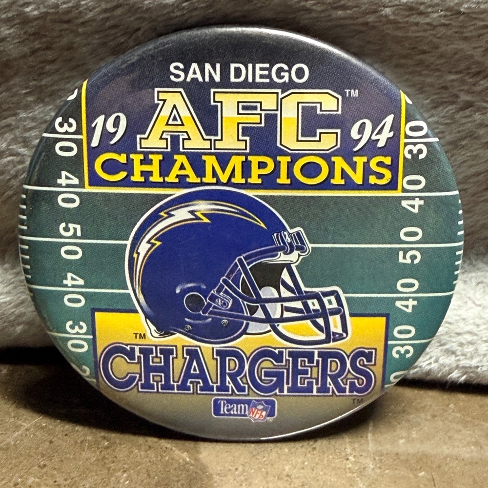 Team NFL Pinback Button OS Blue 1994 San Diego Chargers AFC Champions Vintage